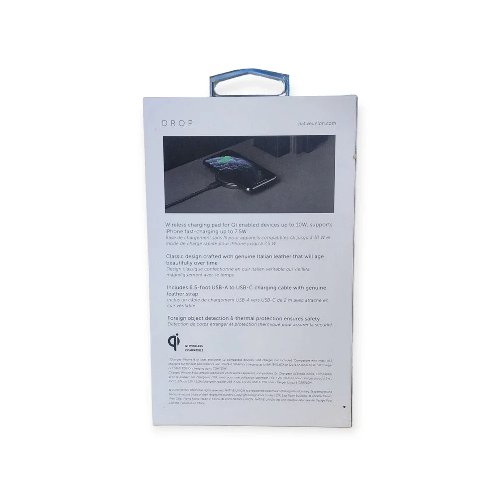Native Union Leather Drop Wireless Charger – Black – NWT